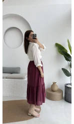 Piana Lastikli Etek Mürdüm