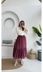 Piana Lastikli Etek Mürdüm