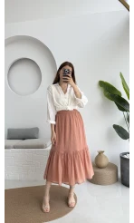 Piana Lastikli Etek Somon