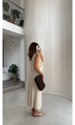 Pileli Bluz Etek Takım - Natural - Kod: 8490 8021