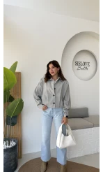 Pileli Trençkot - Gri