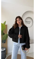 Pileli Trençkot - Siyah