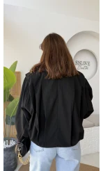 Pileli Trençkot - Siyah