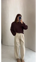 Pilili Barrel Pantolon - Krem - Kod: 51490
