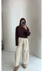 Pilili Barrel Pantolon - Krem - Kod: 51490