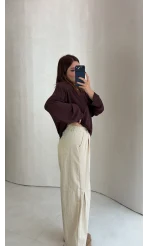 Pilili Barrel Pantolon - Krem - Kod: 51490