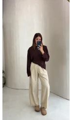 Pilili Barrel Pantolon - Krem - Kod: 51490