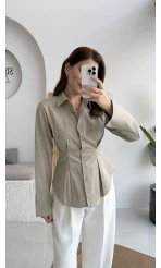 Pilili Gömlek - Bej Haki Tonları - Kod: 4965