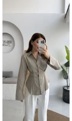 Pilili Gömlek - Bej Haki Tonları - Kod: 4965