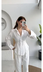 Pilili Gömlek - Beyaz - Kod: 4965