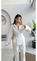 Pilili Gömlek - Beyaz - Kod: 4965