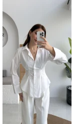 Pilili Gömlek - Beyaz - Kod: 4965