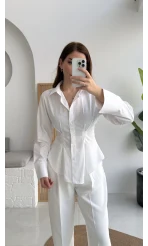 Pilili Gömlek - Beyaz - Kod: 4965