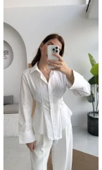 Pilili Gömlek - Beyaz - Kod: 4965