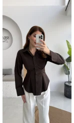 Pilili Gömlek - Kahve - Kod: 4965