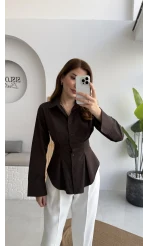 Pilili Gömlek - Kahve - Kod: 4965