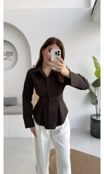 Pilili Gömlek - Kahve - Kod: 4965