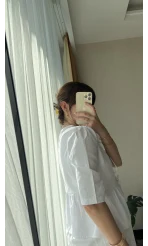 Pinella Serisi Yakasız Gömlek Beyaz