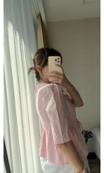 Pinella Serisi Yakasız Gömlek Pembe