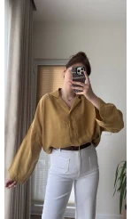 Polo Yaka Bluz Hardal