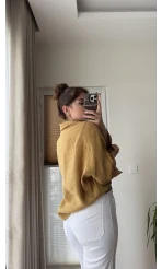 Polo Yaka Bluz Hardal