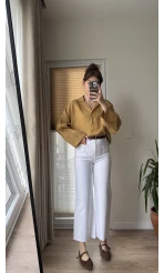 Polo Yaka Bluz Hardal