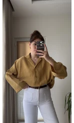 Polo Yaka Bluz Hardal