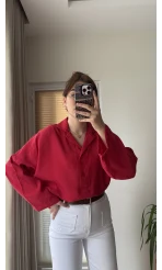 Polo Yaka Bluz Nar Çiçeği