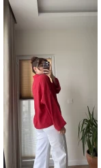 Polo Yaka Bluz Nar Çiçeği