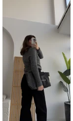 Polo Yaka Düğmeli Hırka - Antrasit