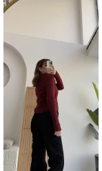 Polo Yaka Düğmeli Hırka - Bordo