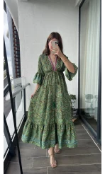 Pool Serisi Premium Yeşil Uzun Elbise