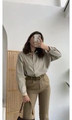 Poplin Gömlek Bej Kod: 4985