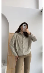 Poplin Gömlek Bej Kod: 4985