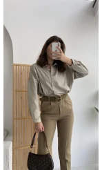 Poplin Gömlek Bej Kod: 4985