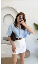 Poplin Kumaş Gömlek Mavi - 2093