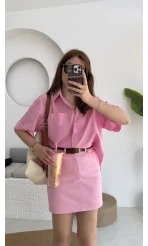 Poplin Kumaş Gömlek Pembe - 2093