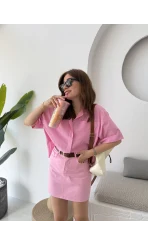 Poplin Kumaş Gömlek Pembe - 2093