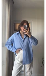 Poplin Premium Mavi Gömlek