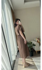 Poppy Kahverengi Nakışlı Elbise