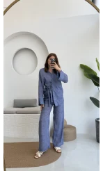 Portion Tensel Kimono Takım Koyu Mavi