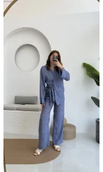 Portion Tensel Kimono Takım Koyu Mavi