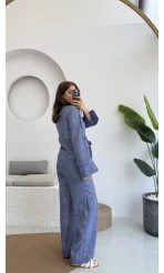 Portion Tensel Kimono Takım Koyu Mavi