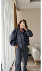 Premium Antrasit Rengi Bomber Ceket Eşofman Takım