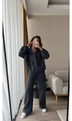 Premium Antrasit Rengi Bomber Ceket Eşofman Takım