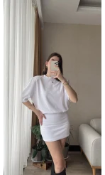 Premium Beyaz Vatkalı Elbise