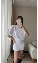 Premium Beyaz Vatkalı Elbise