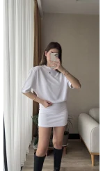 Premium Beyaz Vatkalı Elbise