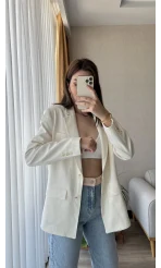 Premium Blazer Ceket Kırık Beyaz