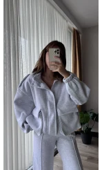 Premium Gri Rengi Bomber Ceket Eşofman Takım